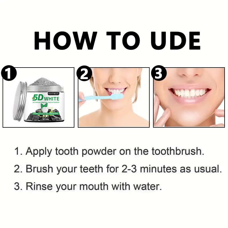 YUlTlKUE 5D White Activated ch - Teeth Whitening Powder ulasan dan harga